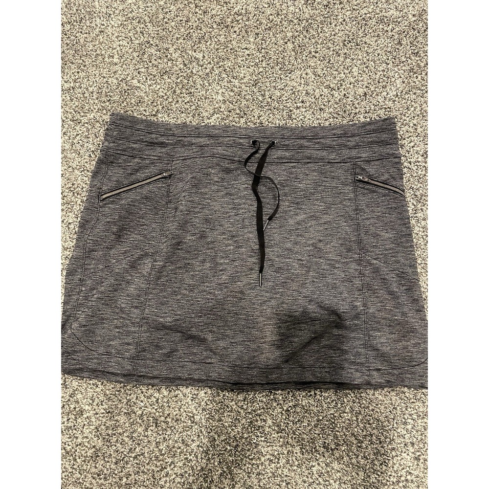 ATHLETA Womens XL Heathered Black French Terry  Pull On Drawstring Skirt Skort
